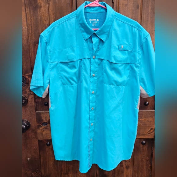 Reel Legends Turquoise Button Down Fishing Shirt.‎ Size L. - Picture 1 of 8